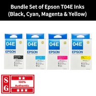 [Bundle Set] Epson T04E Ink Bottle Black Cyan Magenta Yellow Ink Cartridge for XP-2101 XP-4101 WF-28
