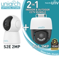 Uniarch CCTV BUNDLE SET Outdoor & Indoor CCTV P2A 3MP + S2E 2MP Audio And Video HD PT Camera BUNDLE 