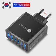 55W 6 Ports USB Charger Quick Charge 3.0 Type C PD Fast Charging Mobile Phone Wall Charger For iPhon