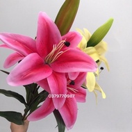 Fake Lilies, 4 Rubber Lilies, Fake Flowers, Genuine Decorative Fake Flowers