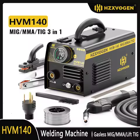 HZXVOGEN HVM140 3 in 1 Semi-Automatic Inverter Mig Welding Machine MMA/Gasless MIG/Lift TIG IGBT Non