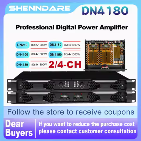 Professional Digital Power Amplifier 4x1800W Class D Audio DJ Pre-Subwoofer Amp 2/4 Channel Line Arr