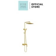 HERA Rainshower System with Single-lever Shower Mixer Set 8303 Matt Gold | Square Rain Shower Head