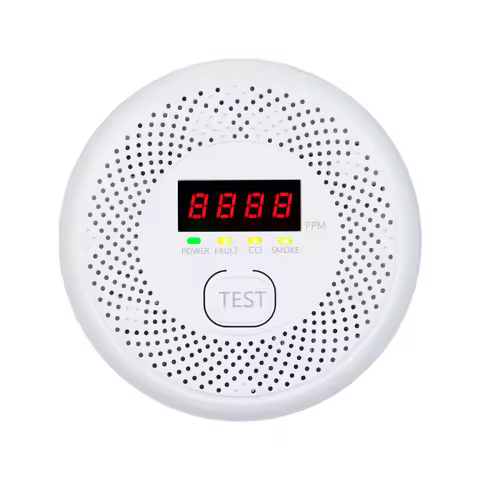 2 in 1 Smoke Carbon Monoxide Alarm Detector Dual Sensor with LCD Display Screen for Hotels Office Bu