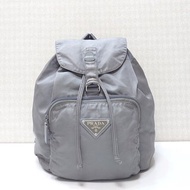 絕版古董品 Prada 銀灰色銀標雙肩包 後背包 背囊 中古包 二手包