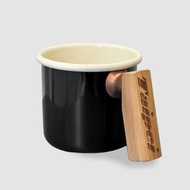 Truvii 檜木把手雙色琺瑯杯 露營杯 - 經典黑