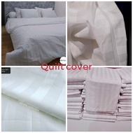 QUILT COVER ONLY HOTEL WHITE LINE / BEDCOVER SARUNG / DUVET COVER