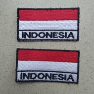 MERAH Bet Flag full embroidery red and white 4x7cm Indonesian writing grain