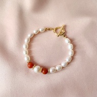 美好能量南紅瑪瑙天然珍珠OT釦手鍊【母親節禮物】
