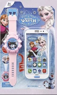 全新Frozen 冰雪奇緣 Elsa 公主發聲音樂電話和投影手錶玩具