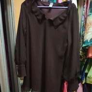 PRELOVED BAJU OOTD DEWASA DARK BROWN baju blouse fesyen wanita moden gaya terkini ootd