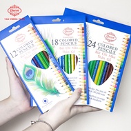 Box of 24 Good Quality Queen CPH24 Wooden Colored Pencils, Queen Colored Pencils with Luc Giac Body 