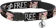 Warner Bros. Cat Collar, Breakaway Collar with Bell, Dobby is Free 3 Dobby Poses Star Swirls Black G