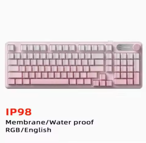 IP98 FURYCUBE Wired Gaming Membrane Keyboard RGB Translucent PBT Keycaps 98 Keys with Intelligent Kn