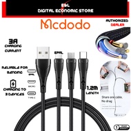 【1Yr Warranty】 MCDODO 3 in 1 L + Micro USB + Type C Fast Charging Cable 1.2m CA 6960