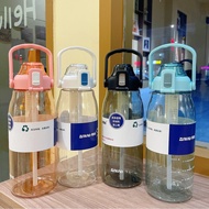 [ 2000ml ] Straw Water Bottle 2000ml New Food Grade Sports Large Capacity Straw Water Bottle