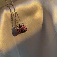 Ladybird 瓢蟲 18k 白金紅寶石藍寶石吊墜項鍊