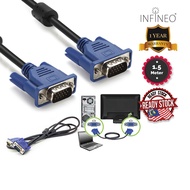 INFINEO VGA Cable Male to Male Computer Monitor High Resolution Cable White / Black (1.5M / 3M / 5M)