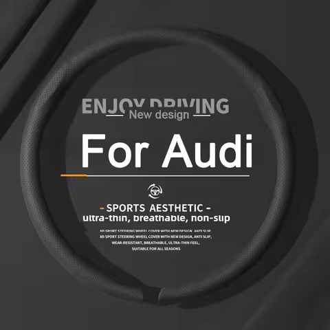 8D Car Steering Wheel Cover Breathable Leather Non-slip Booster Cover For Audi A1 A3 8P 8L A4 A5 B6 