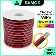 Small Spool 2468 PVC Red and Black Parallel Wire 30-16 AWG Tinned Copper 2-Core Parallel Wire for LE