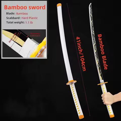 104cm/41inch Cosplay Agatsuma Zenitsu Sanemi Kimetsu no Yaiba Anime Ninja Knife Katana Samurai Role 