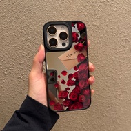 case for iphone X xsmax 11 12 13 14 15 16 Pro Max Plus Series Rose wall pattern transparent tpu mirr