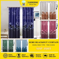 Modern Langsir Pintu Tingkap Curtain Semi Blackout Hook Type Door Curtain Langsir Corak Cantik