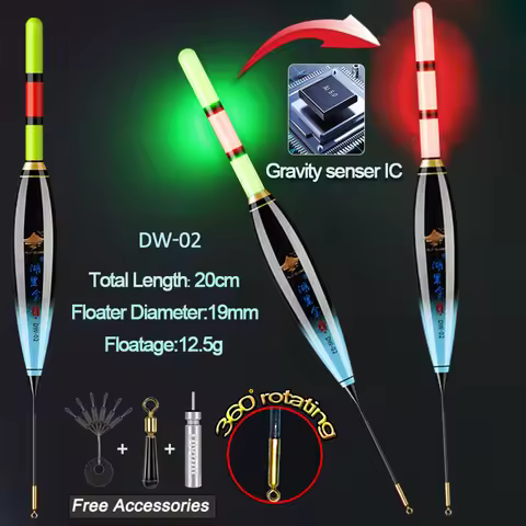 2PCS/Lot Electric Fishing Floats Smart IC Gravity Sensor Color Change LED Luminous Rock Fishing Acce