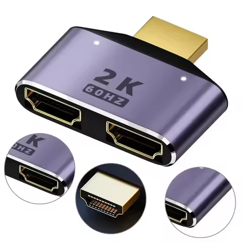 HDMI-Compatible To Dual HDMI Adapter HD 2K Dual Output Splitter Monitor Adapter 1 To 2 HDMI Male To