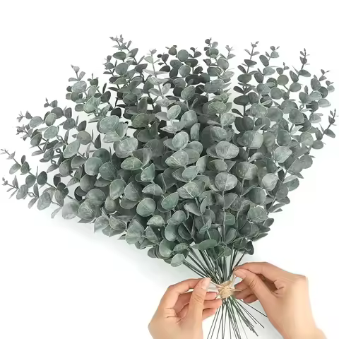 12pcs Artificial Eucalyptus Stems Silver Dollar Greenery Fake Plants for Wedding Bouquet Floral Arra