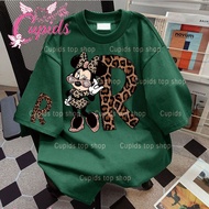 Cupids Women’s Casual T-Shirt Stylish Letter R Leopard Minnie Mouse Tee Women Coquet Streetwear