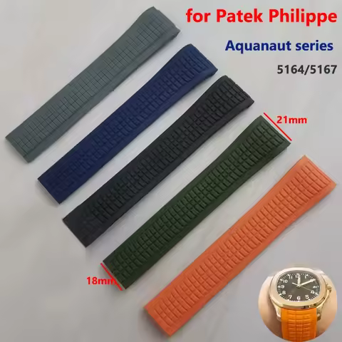 21mm Watch Strap for Patek Philippe Aquanaut Series 5164/5167 Waterproof Anti-Dust Rubber Watchband 