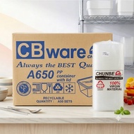 (CTN) CHUNBE A650 -Rectangular Disposable Plastic Food Container / Bekas Plastik MAKANAN-250PCS