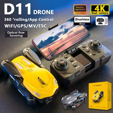 New D11 Drone with 4K Dual Cameras 360° Rolling Optical Flow Obstacle Avoidance GPS Brushless Motor 