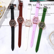 Geneva Unisex Leather Watch for Women Fashion Silicone Wrist Watch Simple and Stylish Business Watches