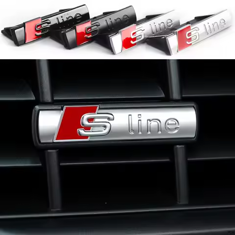 1PCS 3D Metal Stying Emblem Grill Front Hood Badge Grille Sticker Accessories For Audi SLine A3 A4 B