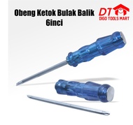 Obeng Tembus Bolak Balik Warna 8 Inch - Obeng Gedor Ketok Plus Min 20cm