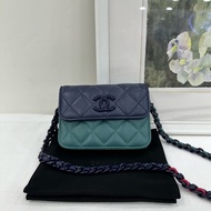Chanel 香奈兒 23p 拼色小卡包 可以斜背 新版鐳射