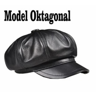 Topi Baret Korea Kulit Model Oktagonal