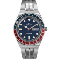 TIMEX TW2T80700 Unisex Analog Watch Q TIMEX REISSUE Day Date Display Quartz 38mm SS Bracelet Blue
