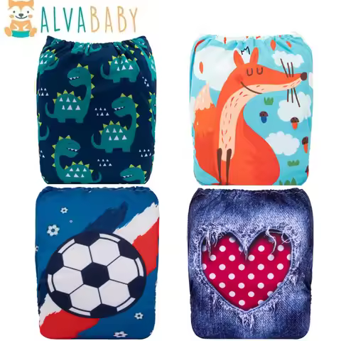 U Pick ALVABABY Baby Diaper Reusable Adjustable Eco-Friendly Polyester Baby Cloth Nappy With 1pc Mic