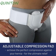 QUINTON Hernia Belt, Adjustable Groin Hernia Brace, Airstream White Unilateral Black Truss for Inguinal Sports Brace