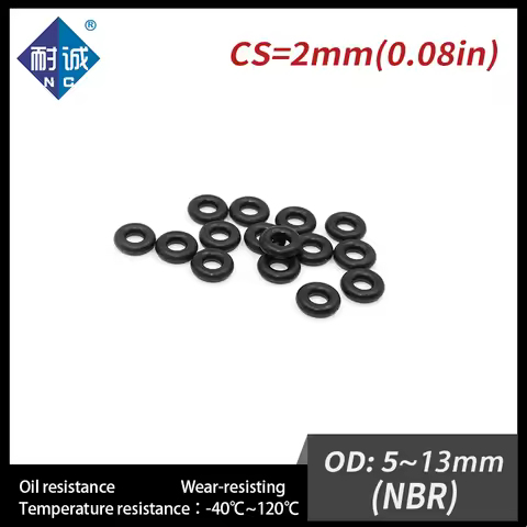 50 PCS / Lot Nitrile Rubber Black NBR 70A O-ring CS 2mm OD 5/5.5/6/6.5/7/8/8.5/9/10/10.5/11/11.5/12/
