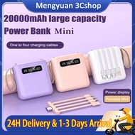 [SG READY STOCK] Mini size Powerbank Fast Charging Power Bank Cable Powerbank 20000mAh 4 in 1 DETACHABLE Cables