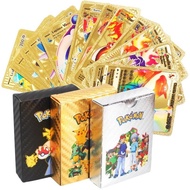 【Ready Stock】27-55 PCS Metal Gold Silver Pokemon Cards English Version Charizard Pikachu Trainer Car