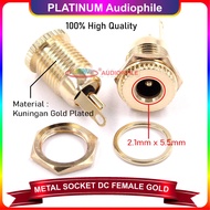 DC METAL CHROME FEMALE BRASS SOCKET DC ADAPTOR SOCKET 2.1MM X 5.5MM SDC-009 GOLD