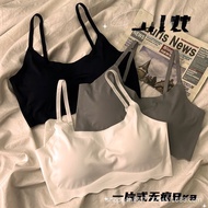 - Girls Underwear Seamless Ice Silk Hanging Bra Vest Sports Wireless Student Large Size A220 FXF5