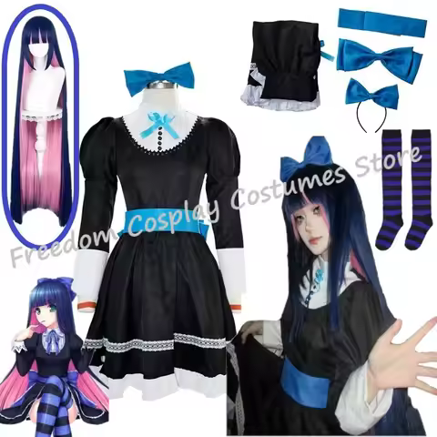 Anime Panty & Stocking with Garterbelt Younger Sister Anarchy Stocking Cosplay Costume Wig Gothic Ma
