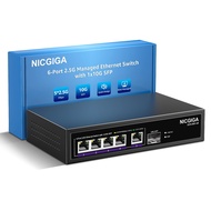 6 Port 2.5G Web Smart Managed Ethernet Switch, 5x2.5Gbps Base-T&1x 10Gbps SFP+ Uplink, QoS/VLAN/IGMP