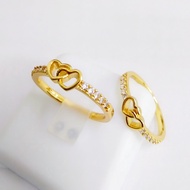 Entangled Double Love Faux Zircon Paved 24K Gold Plated Ring